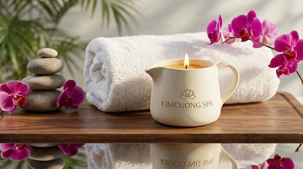Nến massage Kim Cương Spa dưỡng da và giảm nhức mỏi hiệu quả